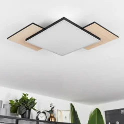 hofstein Plafonnier Barullu LED Bois clair, Noir, Blanc, 1 lumière