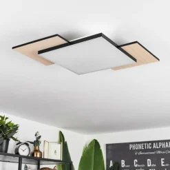 hofstein Plafonnier Barullu LED Bois clair, Noir, Blanc, 1 lumière