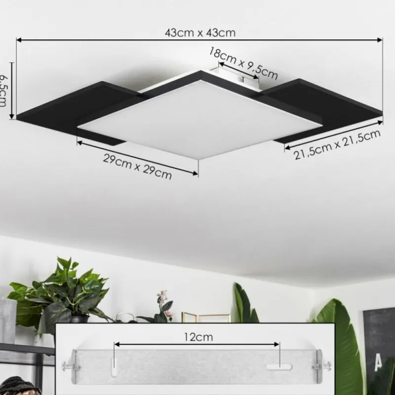 hofstein Plafonnier Barullu LED Bois clair, Noir, Blanc, 1 lumière