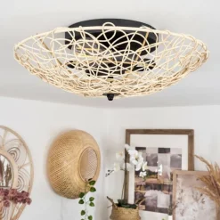 Luminaires Scandinaves-hofstein Plafonnier Battenans Écru, 2 lumières