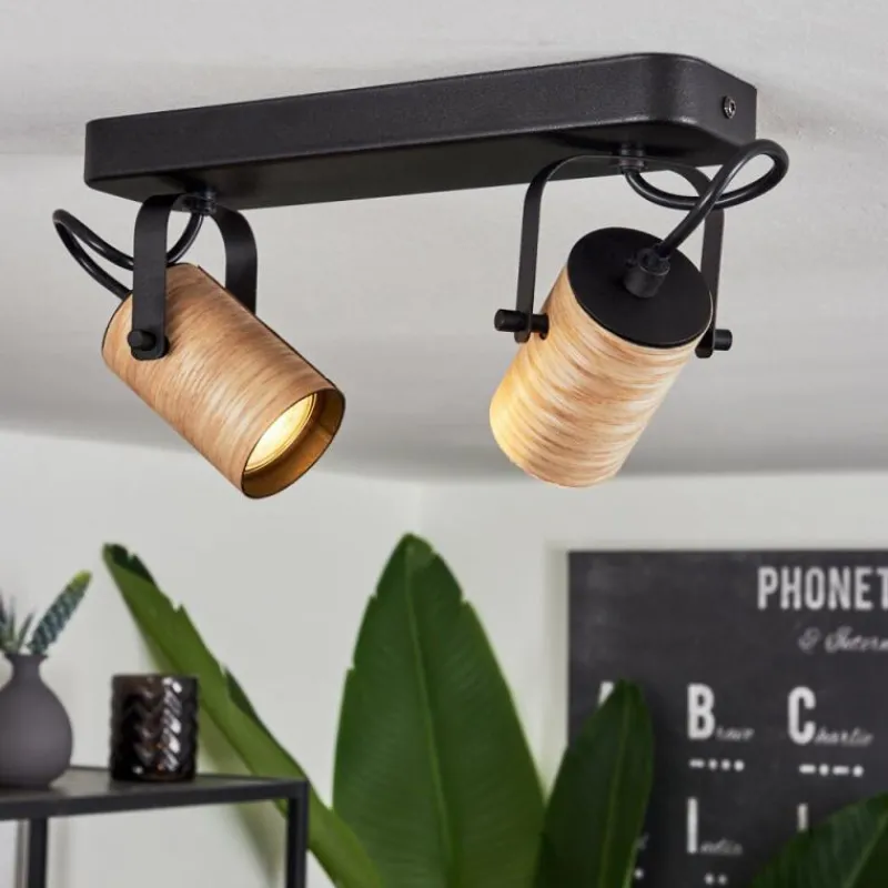 hofstein Plafonnier Beleco Écru, Noir, 2 lumières