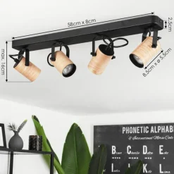 hofstein Plafonnier Beleco Écru, Noir, 4 lumières