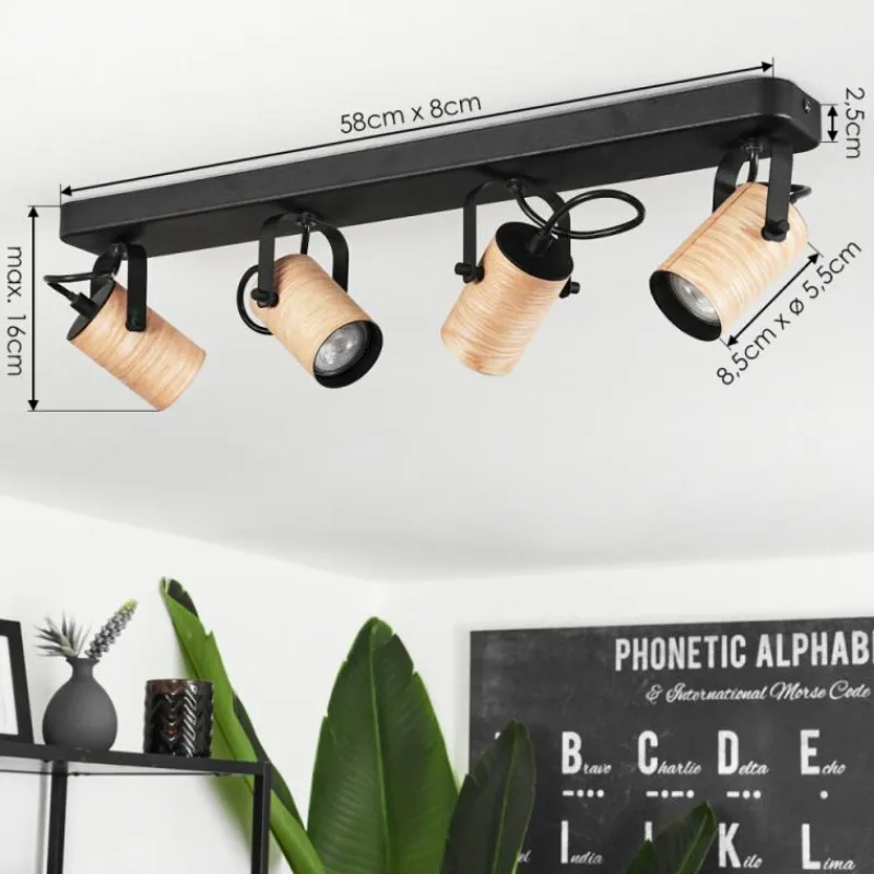 hofstein Plafonnier Beleco Écru, Noir, 4 lumières