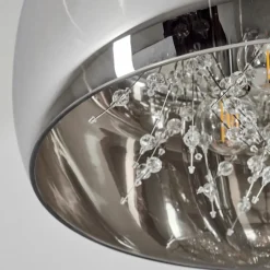 Suspension Verre Fumé-hofstein Plafonnier Belleguette Argenté, 3 lumières