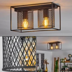 hofstein Plafonnier Bettaix Noir, 2 lumières