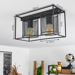 hofstein Plafonnier Bettaix Noir, 2 lumières