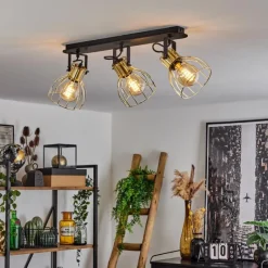 Lampes Industrielles-hofstein Plafonnier Bitterroot Noir, 3 lumières