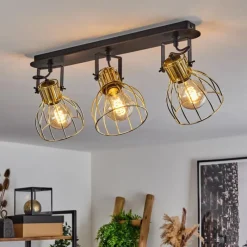 Lampes Industrielles-hofstein Plafonnier Bitterroot Noir, 3 lumières