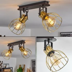 Lampes Industrielles-hofstein Plafonnier Bitterroot Noir, 2 lumières