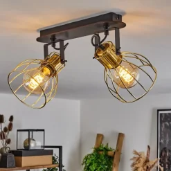 Lampes Industrielles-hofstein Plafonnier Bitterroot Noir, 2 lumières