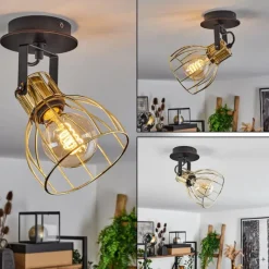 Lampes Industrielles-hofstein Plafonnier Bitterroot Noir, 1 lumière