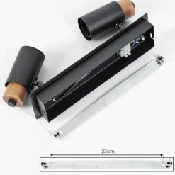 Lampes Vintages & Rétros-hofstein Plafonnier Brenier Bois foncé, Noir, 2 lumières