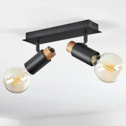 Lampes Vintages & Rétros-hofstein Plafonnier Brenier Bois foncé, Noir, 2 lumières