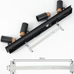 Lampes Vintages & Rétros-hofstein Plafonnier Brenier Bois foncé, Noir, 4 lumières