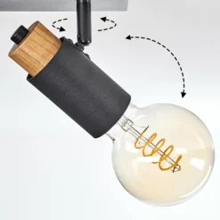 Lampes Vintages & Rétros-hofstein Plafonnier Brenier Bois foncé, Noir, 4 lumières