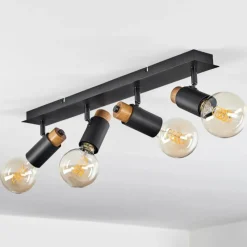 Lampes Vintages & Rétros-hofstein Plafonnier Brenier Bois foncé, Noir, 4 lumières