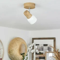 Luminaires Scandinaves-hofstein Plafonnier Breuvannes Chrome, Écru, 1 lumière