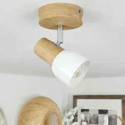 Luminaires Scandinaves-hofstein Plafonnier Breuvannes Chrome, Écru, 1 lumière