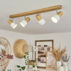 Luminaires Scandinaves-hofstein Plafonnier Breuvannes Chrome, Écru, 4 lumières