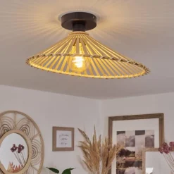 Style Boho-Chic-hofstein Plafonnier Callide Noir, 1 lumière