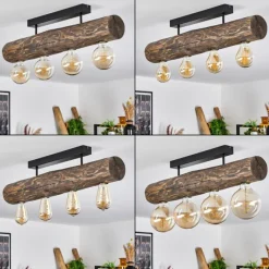 Style Boho-Chic-hofstein Plafonnier Canedo Brun, Écru, Noir, 4 lumières