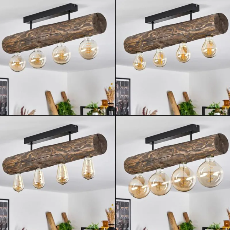 Style Boho-Chic-hofstein Plafonnier Canedo Brun, Écru, Noir, 4 lumières