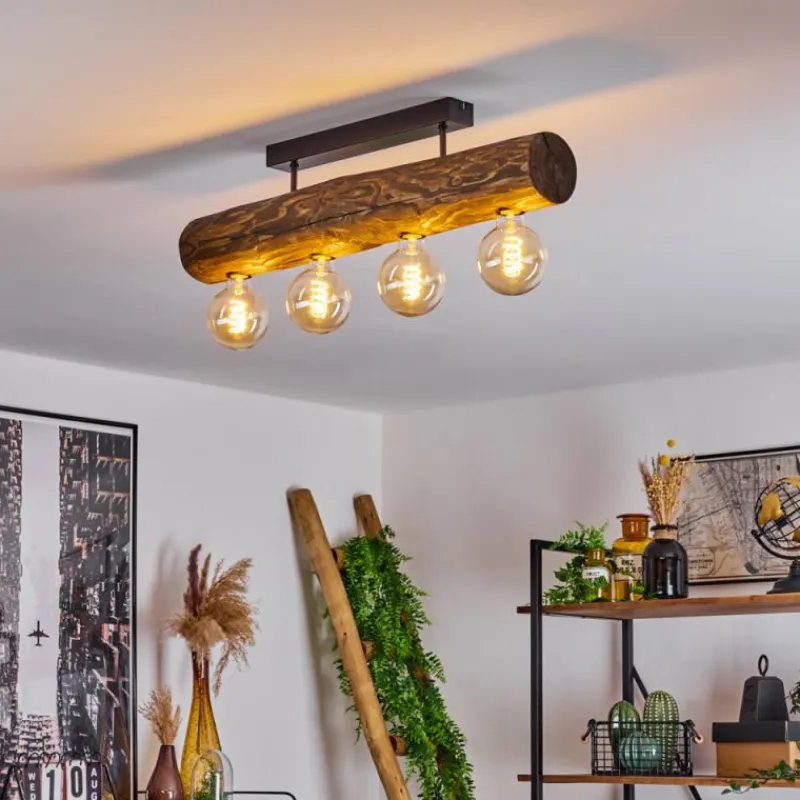 Style Boho-Chic-hofstein Plafonnier Canedo Brun, Écru, Noir, 4 lumières