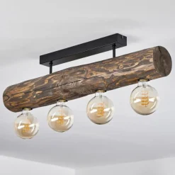 Style Boho-Chic-hofstein Plafonnier Canedo Brun, Écru, Noir, 4 lumières