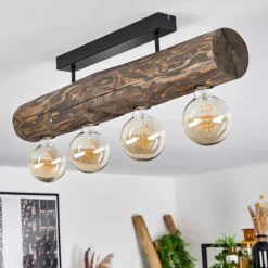 Style Boho-Chic-hofstein Plafonnier Canedo Brun, Écru, Noir, 4 lumières