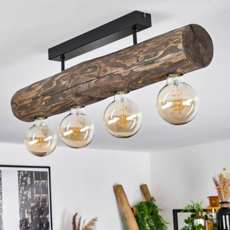 Style Boho-Chic-hofstein Plafonnier Canedo Brun, Écru, Noir, 4 lumières