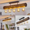 Style Boho-Chic-hofstein Plafonnier Canedo Brun, Écru, Noir, 5 lumières
