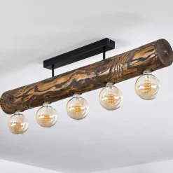 Style Boho-Chic-hofstein Plafonnier Canedo Brun, Écru, Noir, 5 lumières