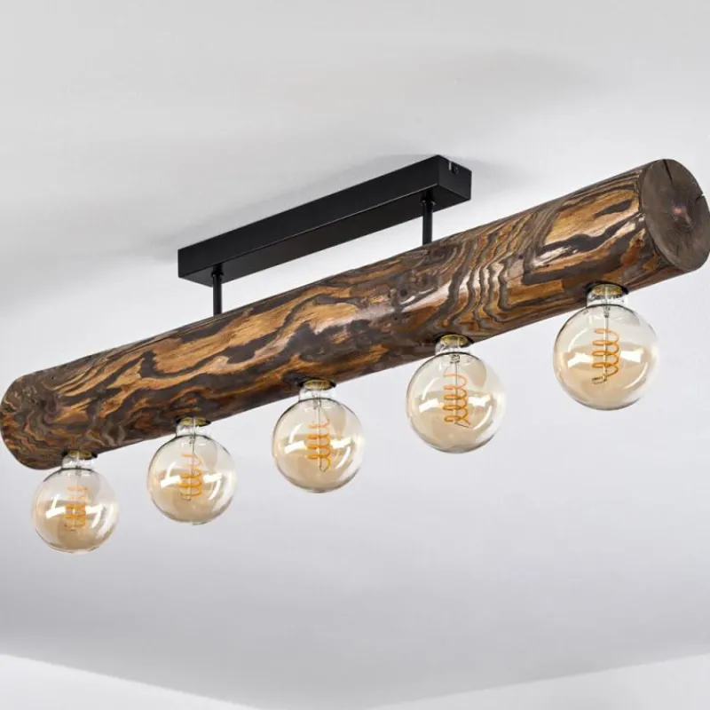 Style Boho-Chic-hofstein Plafonnier Canedo Brun, Écru, Noir, 5 lumières