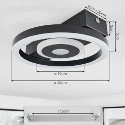 hofstein Plafonnier Canhoso LED Noir, 1 lumière