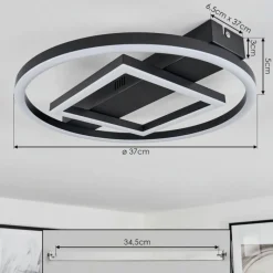 hofstein Plafonnier Canhoso LED Noir, 1 lumière