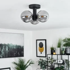 Suspension Verre Fumé-hofstein Plafonnier Cebola Noir, 3 lumières