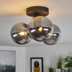 Suspension Verre Fumé-hofstein Plafonnier Cebola Noir, 3 lumières