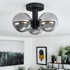 Suspension Verre Fumé-hofstein Plafonnier Cebola Noir, 3 lumières