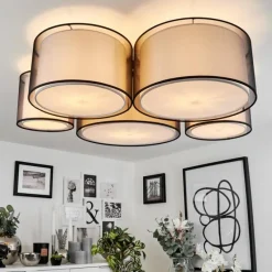 Lampes En Tissu-hofstein Plafonnier Cerdedo Blanc, 5 lumières
