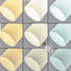 hofstein Plafonnier Cerejeiras LED Chrome, 2 lumières, Télécommandes, Changeur de couleurs