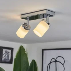 hofstein Plafonnier Cerejeiras LED Chrome, 2 lumières, Télécommandes, Changeur de couleurs