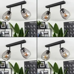 Suspension Verre Fumé-hofstein Plafonnier Chaiguao Noir, 2 lumières