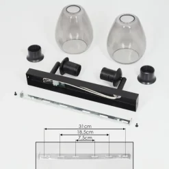 Suspension Verre Fumé-hofstein Plafonnier Chaiguao Noir, 2 lumières