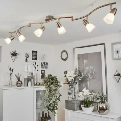 hofstein Plafonnier Chapod LED Chrome, Nickel mat, 6 lumières