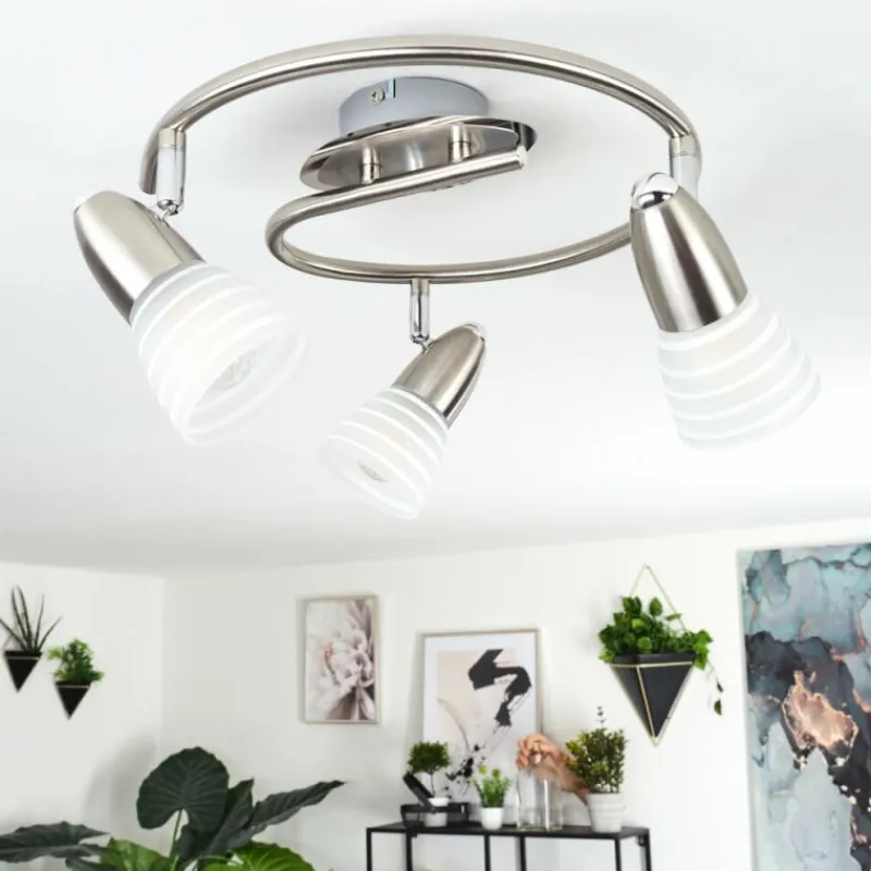hofstein Plafonnier Chapod LED Nickel mat, 3 lumières