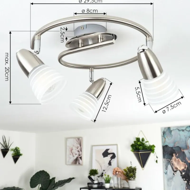 hofstein Plafonnier Chapod LED Nickel mat, 3 lumières