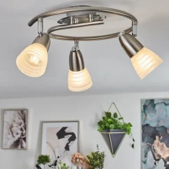 hofstein Plafonnier Chapod LED Nickel mat, 3 lumières