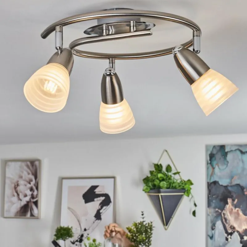 hofstein Plafonnier Chapod LED Nickel mat, 3 lumières