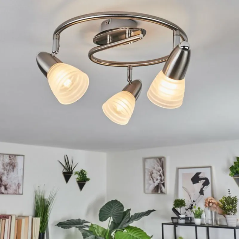 hofstein Plafonnier Chapod LED Nickel mat, 3 lumières