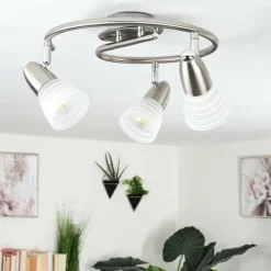 hofstein Plafonnier Chapod LED Nickel mat, 3 lumières